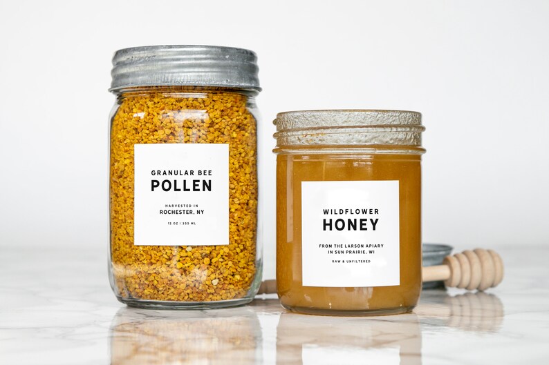 Retro-block Honey Labels • Personalized • Water and Oil Resistant • by ...