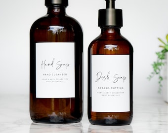 Simple-Script Soap and Personal Care Labels • Water and Oil Resistant • Personalization Available • by Paper & Pear