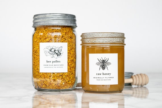 Vintage-Sketch Honey Labels • Personalized • Water and Oil Resistant • by Nest & Note Print Co. (Paper + Pear)