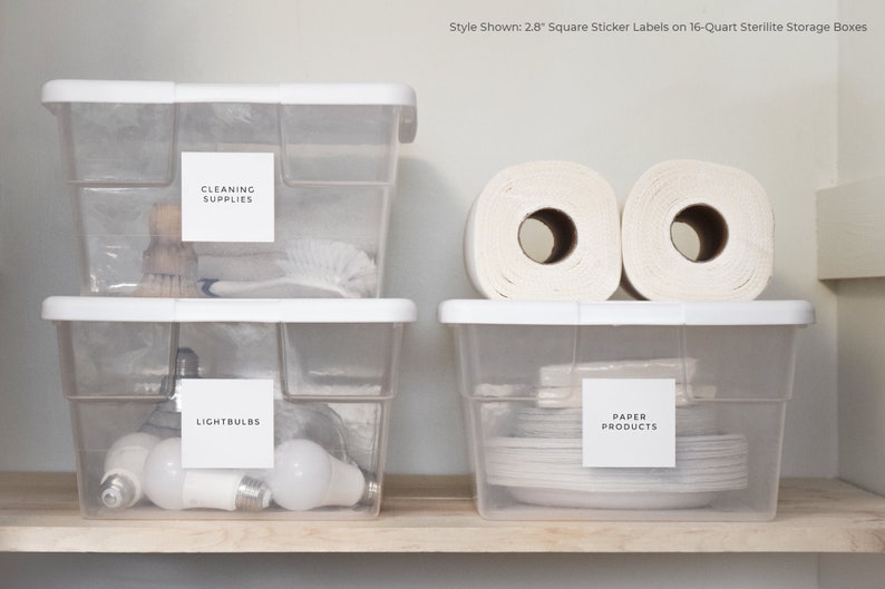 Modern Home Organization Labels for Bath, Linen Closets, Storage, Utility, and Office Personalization Available by Paper & Pear image 2