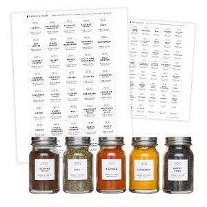 Modern-Block White Spice Labels Water and Oil Resistant Stickers Personalization Available by Paper & Pear image 5