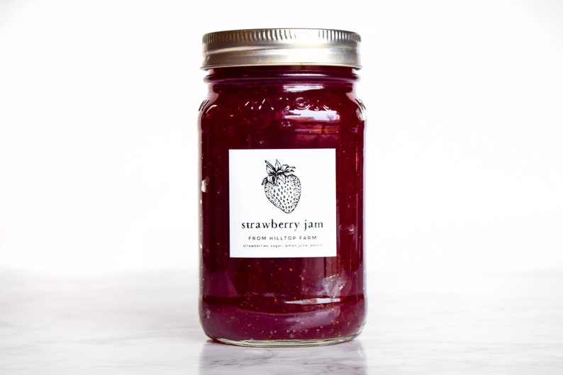 Strawberry Jam Jelly Labels Custom Stickers for Packaging Etsy