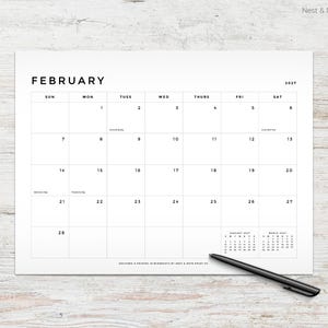 Modern Wall or Desk Calendar • 2026-2027 Academic Year 16-Month Landscape Design • Wire-Bound, Padded, or Magnetic by Nest & Note Print Co.