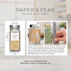 Modern-Block White Spice Labels Water and Oil Resistant Stickers Personalization Available by Paper & Pear image 4