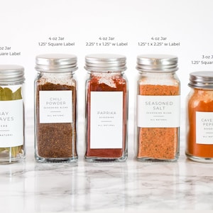 Minimalist Spice Labels Water and Oil Resistant Personalization Available by Paper & Pear image 3