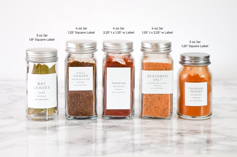 Minimalist Spice Labels Water and Oil Resistant Personalization Available by Paper & Pear image 3