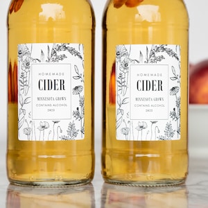Botanical Hard Cider, Apple Juice + Wine • Custom Labels For Professional Packaging • by Paper & Pear