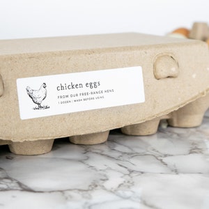 Vintage-Sketch Egg Carton Labels • Personalized • White or Brown Farm and Homestead Labels • by Nest & Note Print Co. (Paper + Pear) image 4
