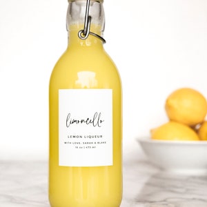 Simple-Script Limoncello Liqueur Labels Personalization Available Water and Oil Resistant by Paper & Pear image 8