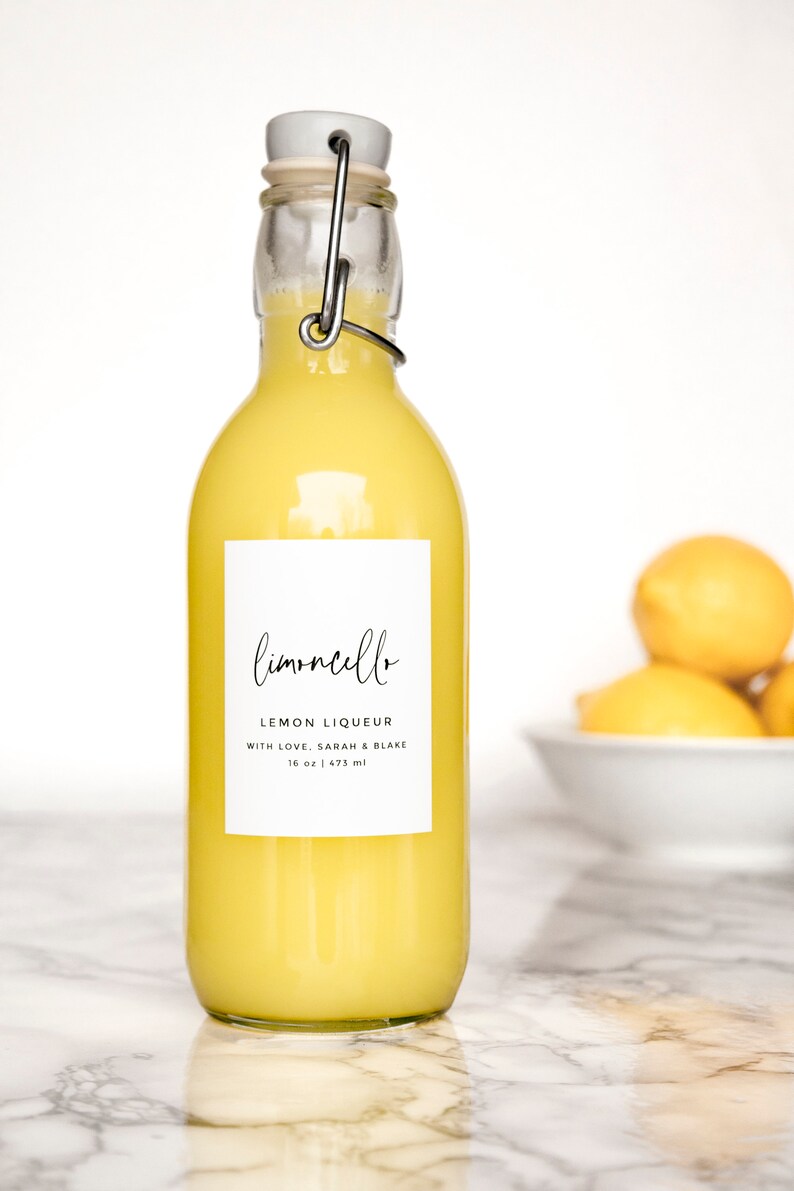 Simple-Script Limoncello Liqueur Labels Personalization Available Water and Oil Resistant by Paper & Pear image 8