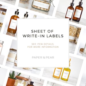 Sheet of Write-In Labels • Blank Labels for Handwriting • by Paper & Pear