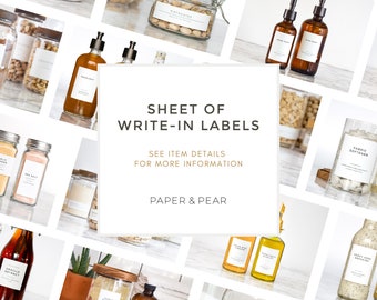 Sheet of Write-In Labels • Blank Labels for Handwriting • by Paper & Pear