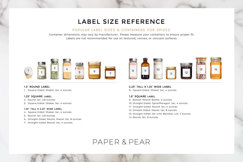Minimalist Spice Labels Water and Oil Resistant Personalization Available by Paper & Pear image 9