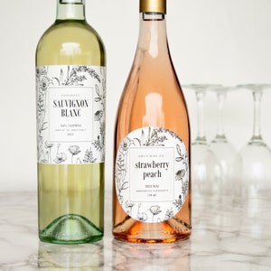 Botanical Wine Labels Custom Water and Oil Resistant for Professional Packaging by Paper & Pear image 1