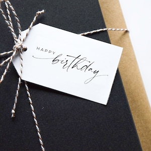 Modern Calligraphy Birthday + Everyday Occasions Gift Hang Tags • Assorted Pack of 48 • Perforated Gift Tags • by Paper & Pear