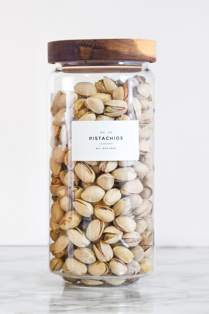Modern-Numbered Pantry Labels • Water and Oil Resistant • Personalization Available • by Nest & Note Print Co. (Paper + Pear) 1.25t x 2.25w White