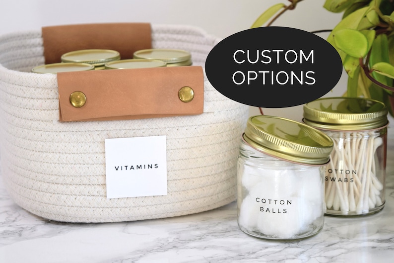 Modern Bath /& Linen Closet Labels \u2022 Customization Available \u2022 Water and Oil Resistant for Durable Home Organization