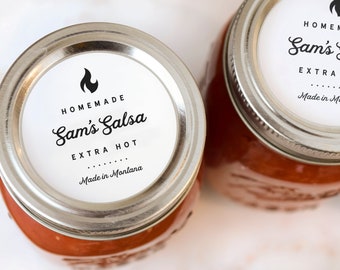 Retro-Script Sauce and Salsa Labels • Personalized • Water and Oil Resistant • by Paper & Pear