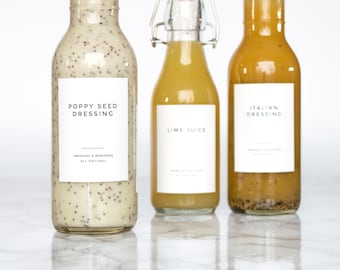 Clean-modern Dressing, Sauce + Condiment Labels  Personalized Options   Water and Oil Resistant  by Nest & Note Print Co. (paper + Pear) - Etsy