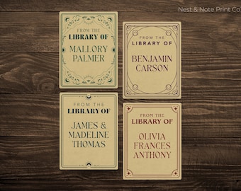 Old World Library Bookplates • Set of 32 • Blank or Personalized "From the Library of" Stickers • Vintage Celestial Designs • By Nest & Note