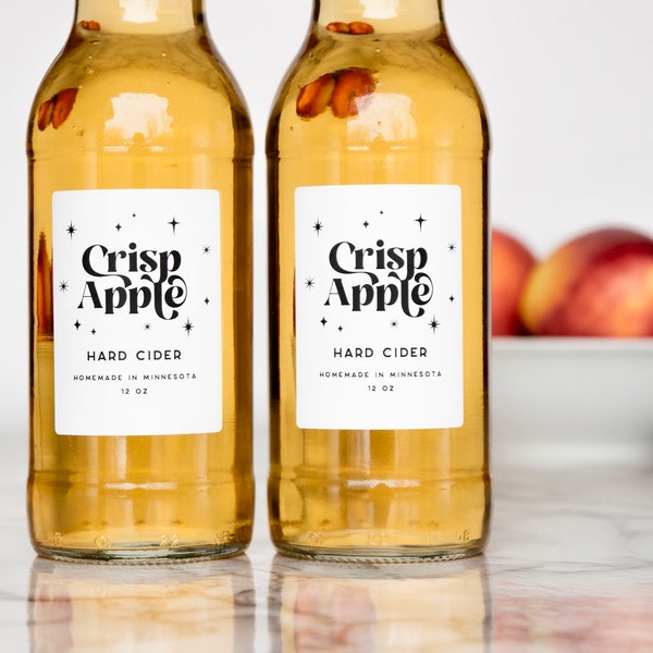 Starstruck Hard Cider, Apple Juice + Wine Labels • Personalization Available • Water and Oil Resistant • by Paper & Pear