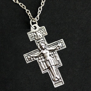 San Damiano Cross Necklace. San Damiano Crucifix Necklace. Catholic Necklace. Francis of Assisi Church Cross Necklace. Catholic Jewelry.