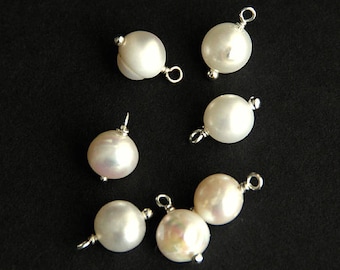 Pearl Dangle Charms. Fresh Water Pearl Charms. Silver Plated Add-On Charms for Charm Bracelet or Charm Necklace. Freshwater Pearl Charms.