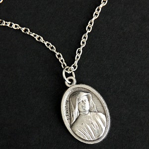 Saint Faustina Medal Necklace. St Faustina Necklace. Catholic Necklace. Patron Saint Necklace. Saint Medal Necklace. Catholic Jewelry. image 4