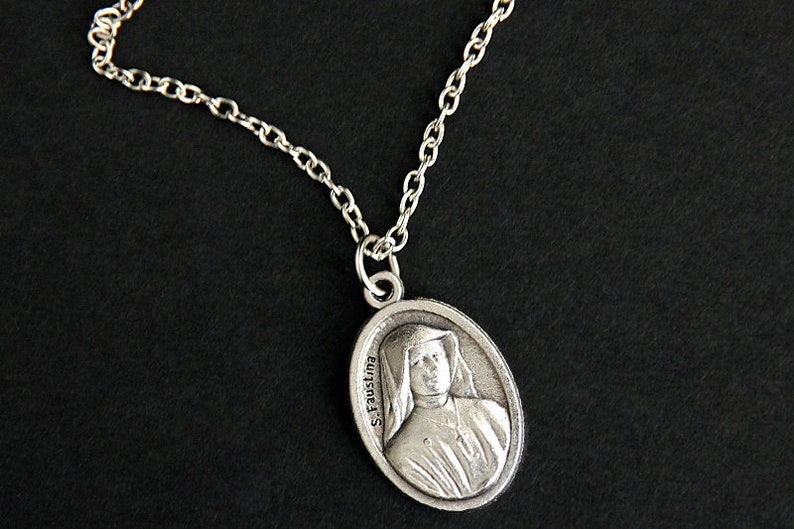 Saint Faustina Medal Necklace. St Faustina Necklace. Catholic Necklace. Patron Saint Necklace. Saint Medal Necklace. Catholic Jewelry. image 4