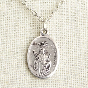 Saint Lawrence Medal Necklace. St Lawrence Necklace. Catholic Necklace. Patron Saint Necklace. Saint Medal Necklace. Catholic Jewelry. image 1