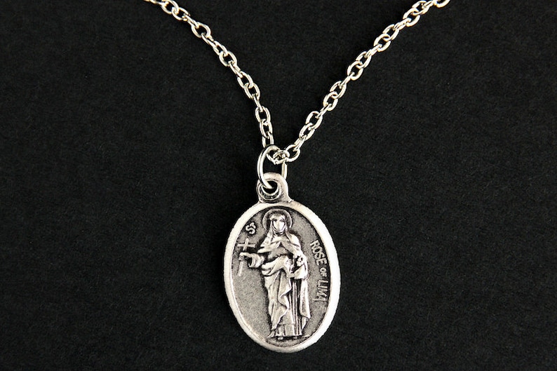 Saint Rose of Lima Medal Necklace. St Rose of Lima Necklace. Etsy
