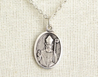 Saint Kevin Medal Necklace. St Kevin Necklace. Catholic Necklace. Patron Saint Necklace. Saint Medal Necklace. Catholic Jewelry.