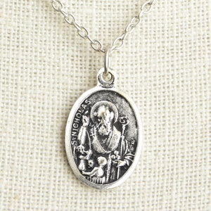 Saint Nicholas Medal Necklace. St Nicholas Necklace. Catholic Necklace. Patron Saint Necklace. Saint Medal Necklace. Catholic Jewelry. image 1