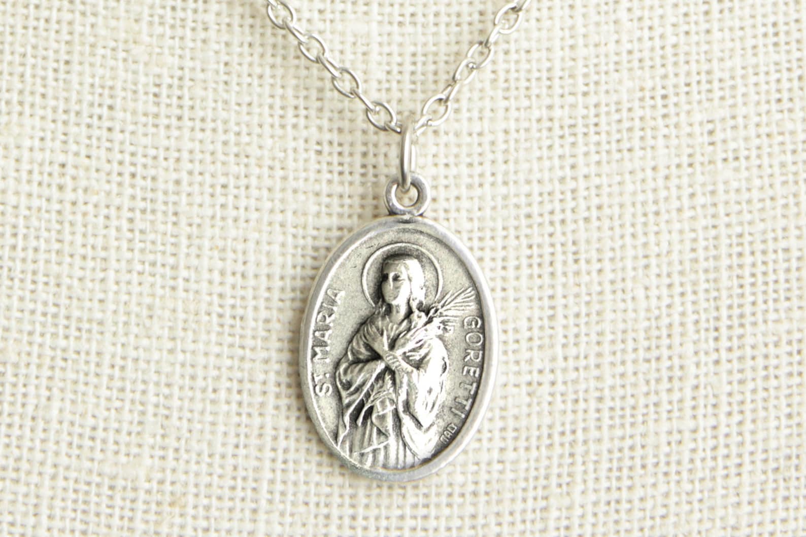 Saint Maria Goretti Medal Necklace. St Maria Goretti Necklace. Catholic ...