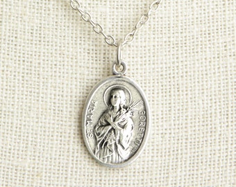 Saint Maria Goretti Medal Necklace. St Maria Goretti Necklace. Catholic Necklace. Patron Saint Necklace. Catholic Saint Medal Necklace.