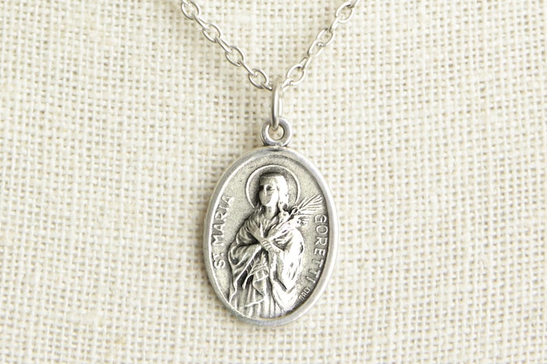 Catholic Saint Medal Necklace. Catholic Necklace St Maria Goretti Necklace Saint Maria Goretti Medal Necklace Patron Saint Necklace