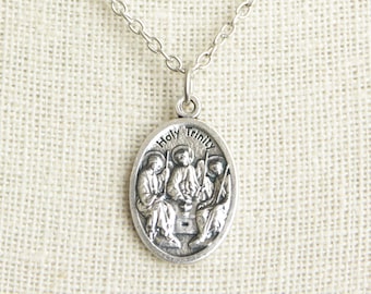 Holy Trinity Medal Necklace. Holy Trinity Necklace. Catholic Necklace. Catholic Saint Medal Necklace. Catholic Jewelry.