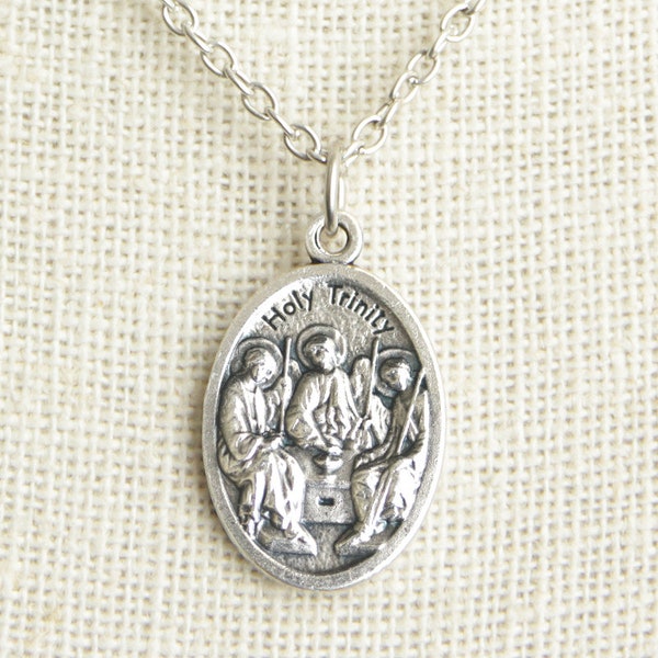 Holy Trinity Medal Necklace. Holy Trinity Necklace. Catholic Necklace. Catholic Saint Medal Necklace. Catholic Jewelry.