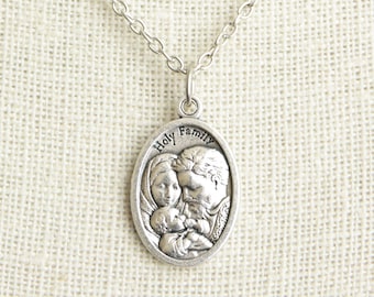 Holy Family Medal Necklace. Holy Family Necklace. Catholic Necklace. Patron Saint Necklace. Saint Medal Necklace. Catholic Jewelry.