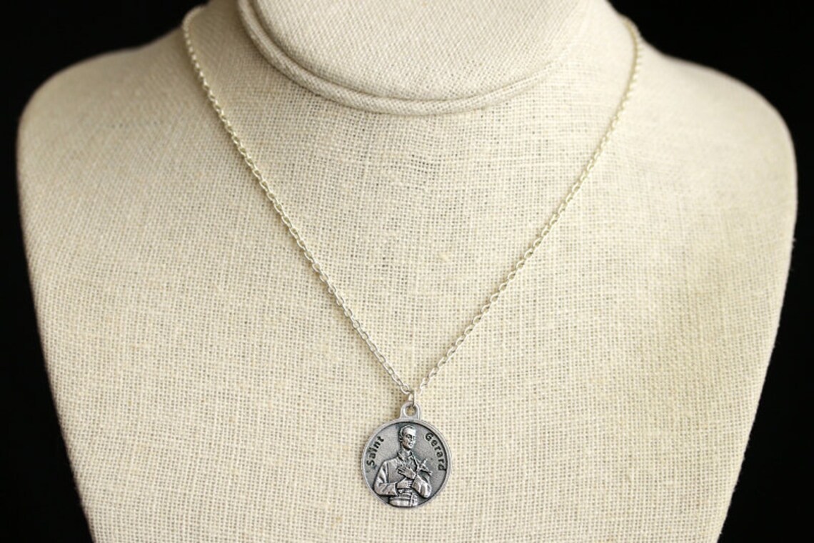 St Gerard Necklace. Gerard Prayer Necklace. Round Medal Etsy
