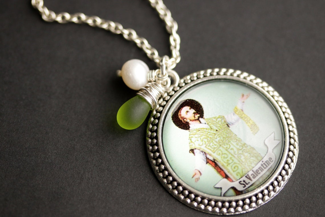 St Valentine Necklace. Saint Valentine Pendant With Fresh Etsy