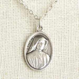 Saint Faustina Medal Necklace. St Faustina Necklace. Catholic Necklace. Patron Saint Necklace. Saint Medal Necklace. Catholic Jewelry. image 1