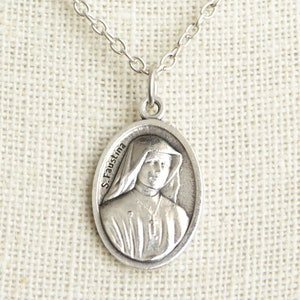 Saint Faustina Medal Necklace. St Faustina Necklace. Catholic Necklace. Patron Saint Necklace. Saint Medal Necklace. Catholic Jewelry. image 1