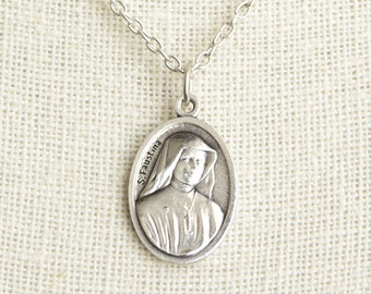 Saint Faustina Medal Necklace. St Faustina Necklace. Catholic Necklace. Patron Saint Necklace. Saint Medal Necklace. Catholic Jewelry.