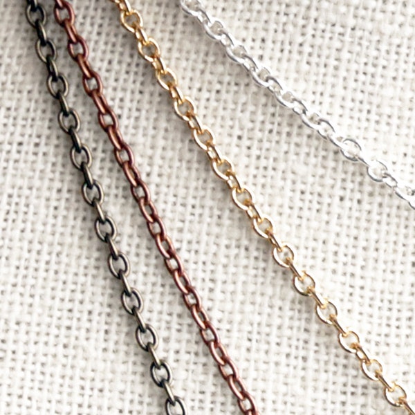 Necklace Chain. (Custom Length) Silver Plated Chain. Gold Plated Chain. Antique Bronze Chain. Antique Copper Chain. Silver Chain. Gold Chain