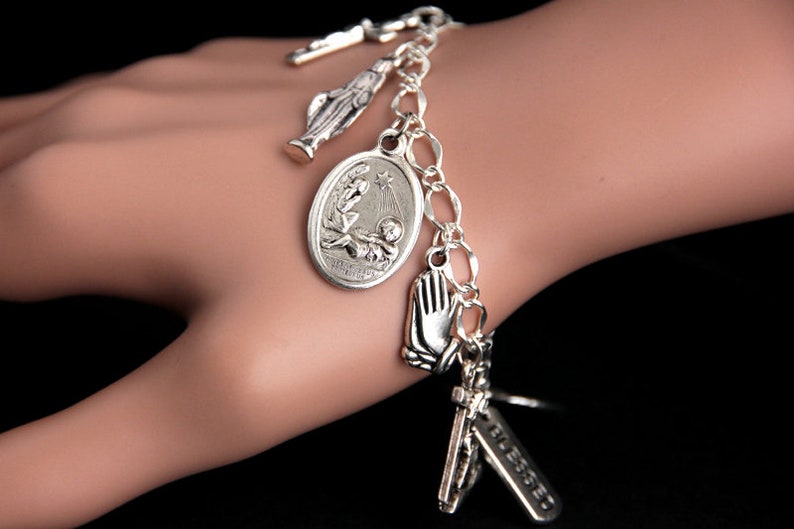 O Infant Jesus Charm Bracelet. O Infant Jesus Bracelet. Catholic Bracelet. Patron Saint Bracelet. Saint Medal Bracelet. Catholic Jewelry. image 3