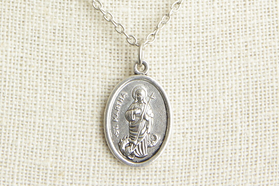 Saint Martha Medal Necklace. St Martha Necklace. Catholic Necklace ...