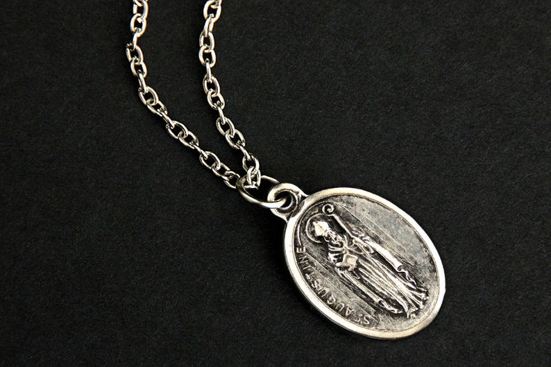 Saint Augustine Medal Necklace. St Augustine Necklace. Catholic Necklace. Patron Saint Necklace. Saint Medal Necklace. Catholic Jewelry. image 4