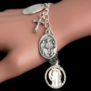 Holy Trinity Charm Bracelet. Holy Trinity Bracelet. Catholic Bracelet. Catholic Saint Medal Bracelet. Catholic Jewelry.