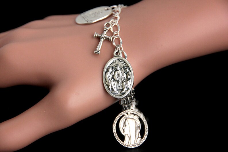 Holy Trinity Charm Bracelet. Holy Trinity Bracelet. Catholic Etsy
